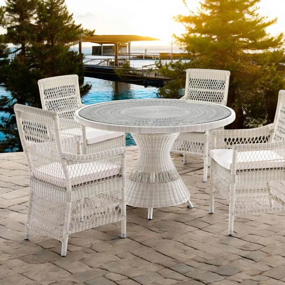 Runder Gartentisch mit 4 Sesseln mit Armlehnen - Gigi