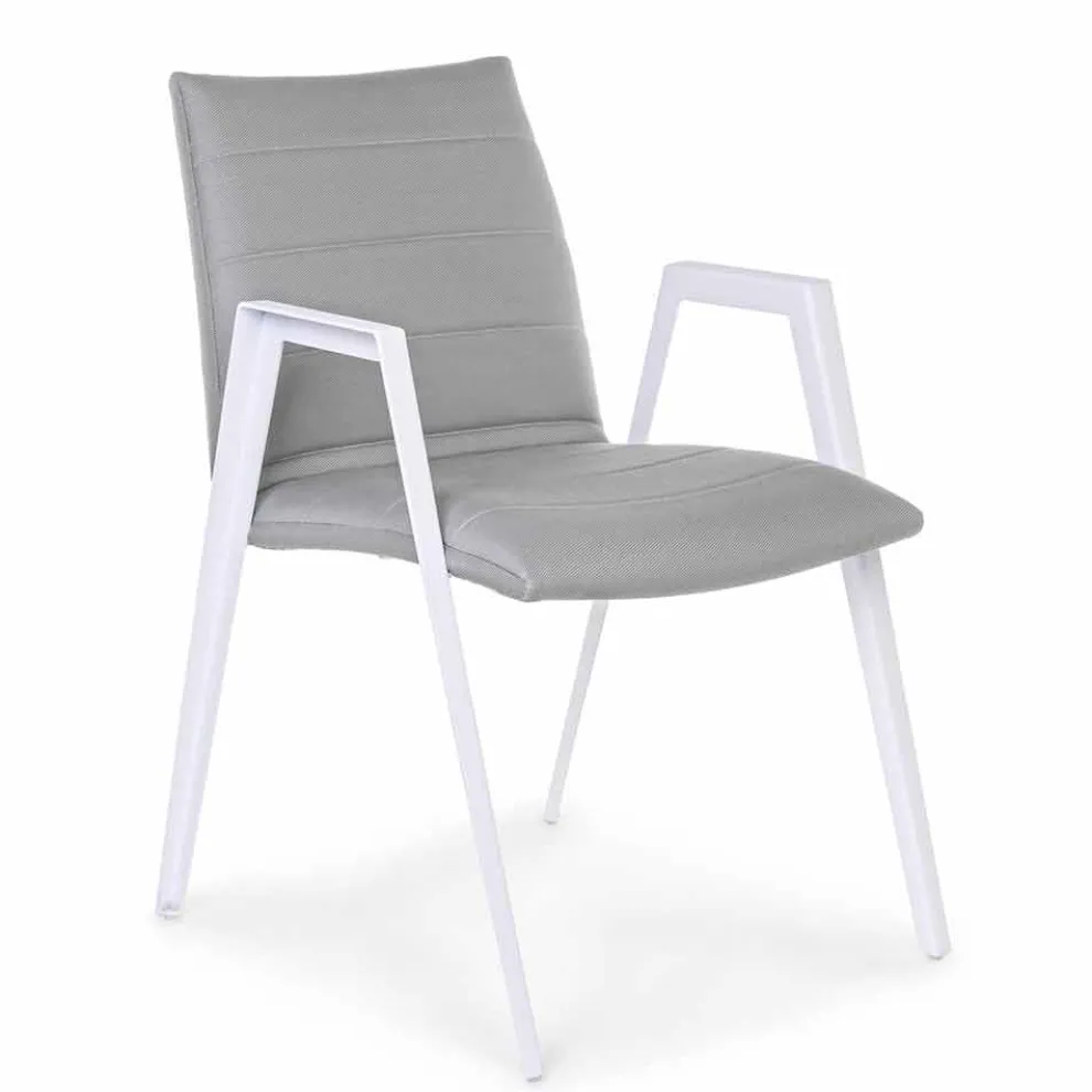 Moderner Gartenstuhl mit Armlehnen aus weißem Aluminium Homemotion - Liliana