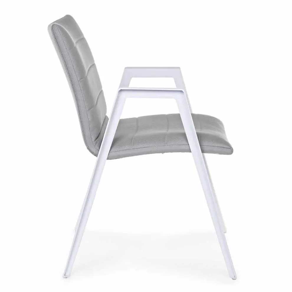 Moderner Gartenstuhl mit Armlehnen aus weißem Aluminium Homemotion - Liliana