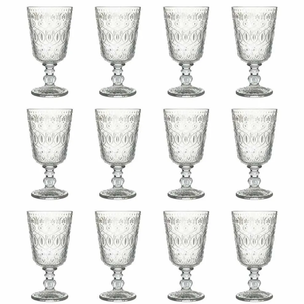 Weingläser aus transparentem dekoriertem Glas 12 Designbecher - Marokkobisch