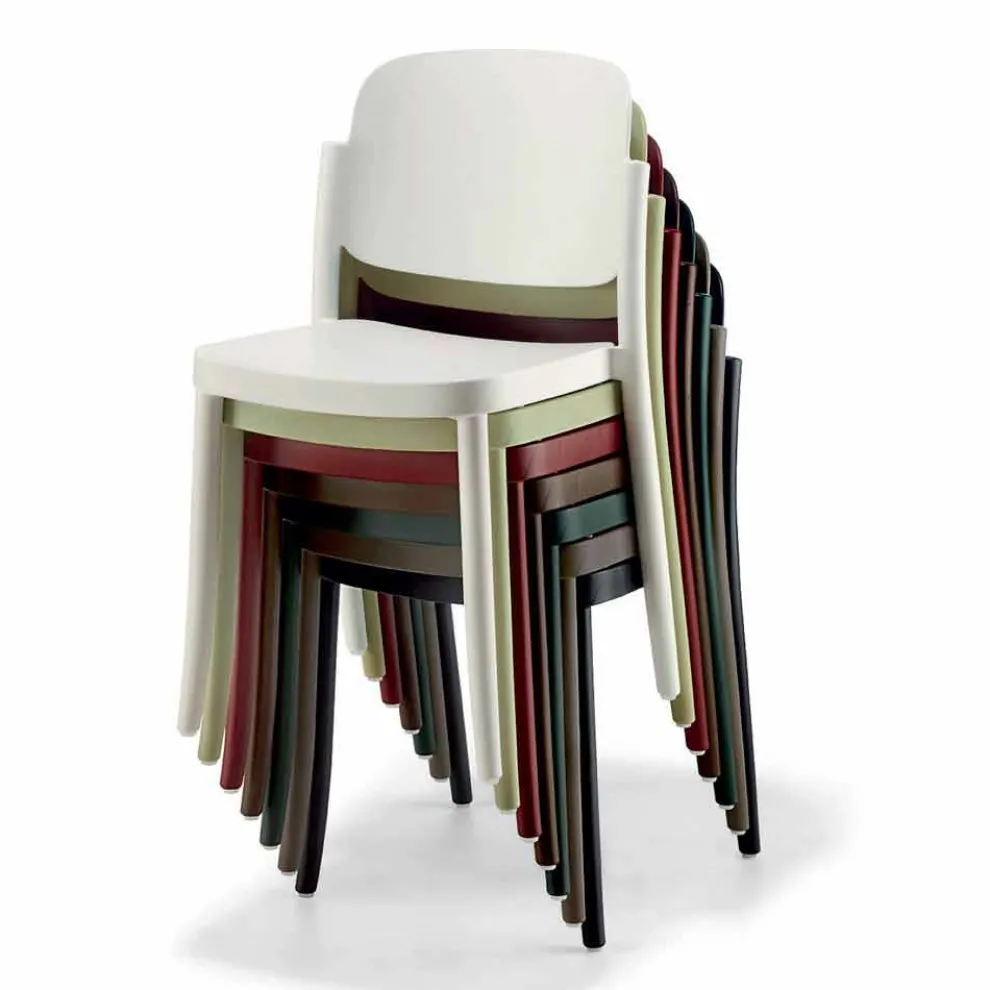 4 moderne stapelbare Gartenstühle aus Polypropylen Made in Italy - Bernetta