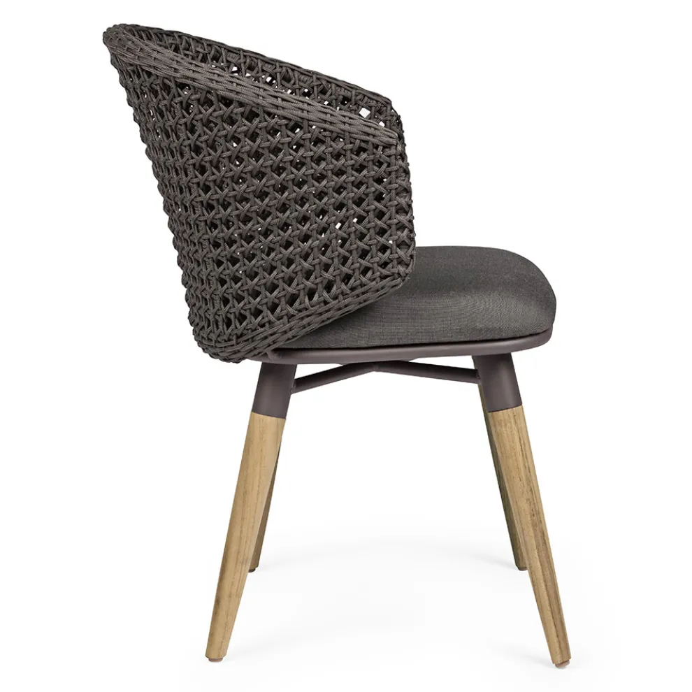 Gartensessel mit Teakbeinen und Stoffsitz, Homemotion - Chantall