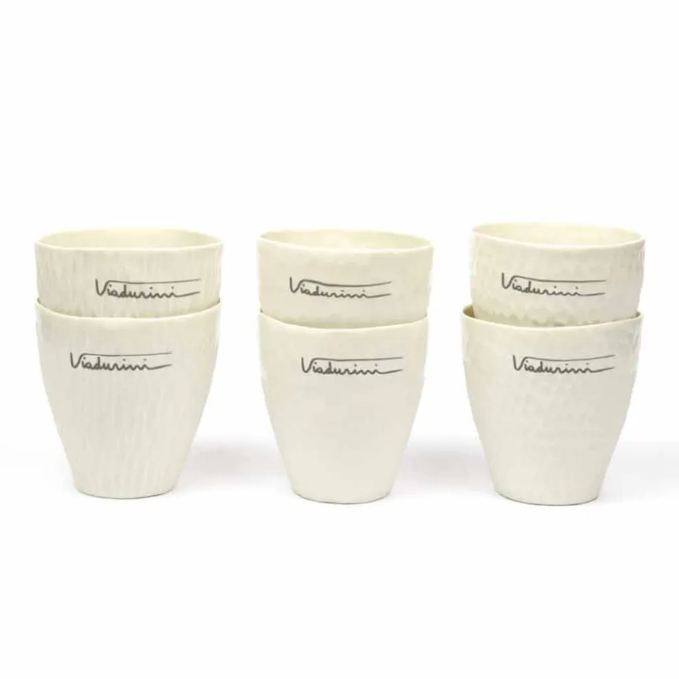 Luxus Design Weiße Porzellangläser 6 Unikate - Arcireale