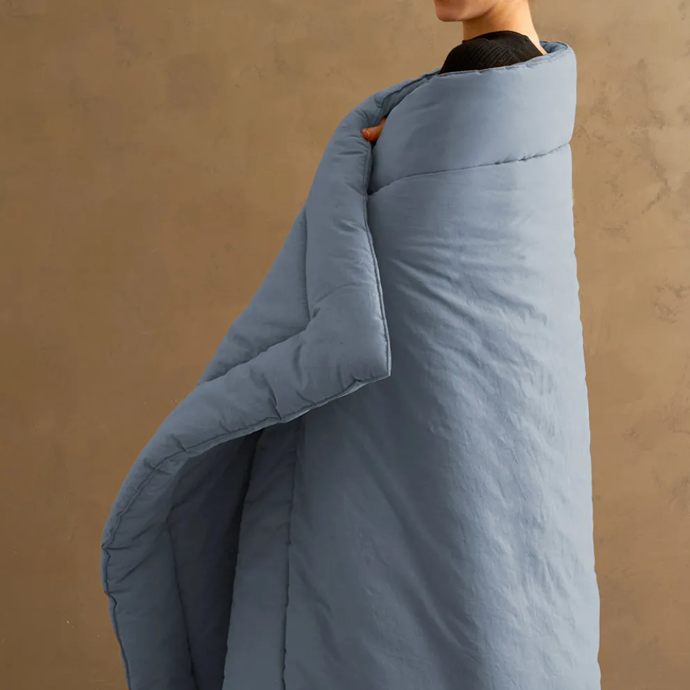 350 gr/m2 Bettwärmer für Doppelbett aus reiner, stückgefärbter Baumwolle – Delicacy