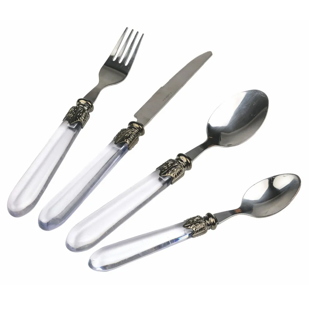 Besteck-Set aus Stahl und transparentem Kunststoffgriff 24-tlg. - Palazzo