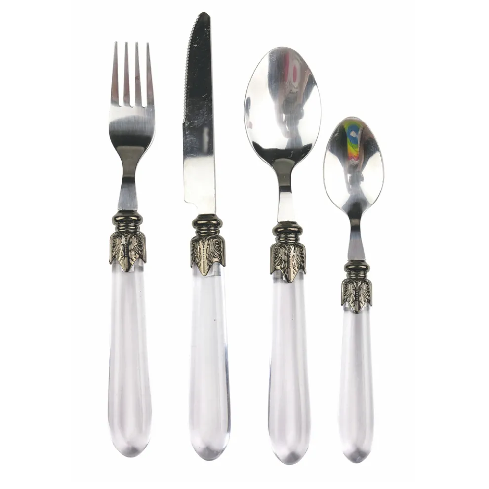 Besteck-Set aus Stahl und transparentem Kunststoffgriff 24-tlg. - Palazzo