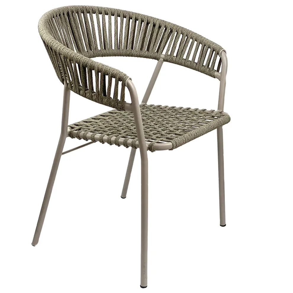 Stapelbarer Gartensessel aus Stahl und Seil Made in Italy 2 Stück - Ragnar