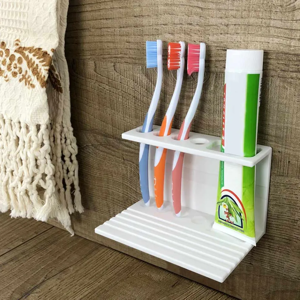 Zahnbürstenhalter für Badezimmer in weißer Corian Designqualität Made in Italy - Elono