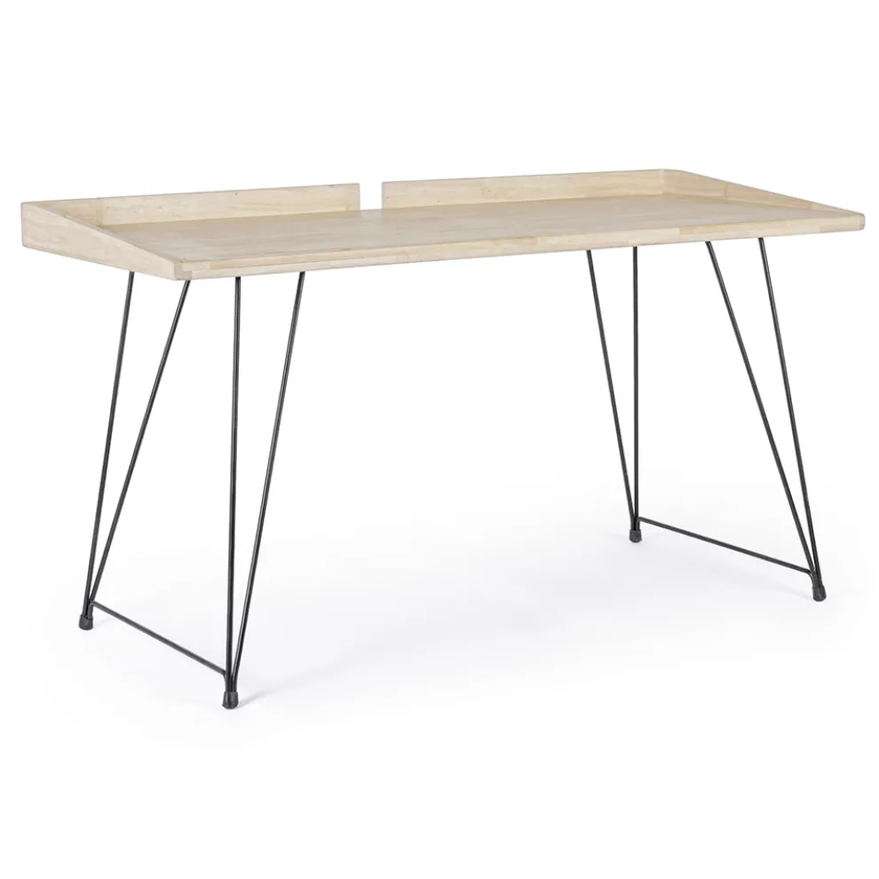 Design-Schreibtisch aus Stahl und Holzplatte im Industriestil - Sekretär