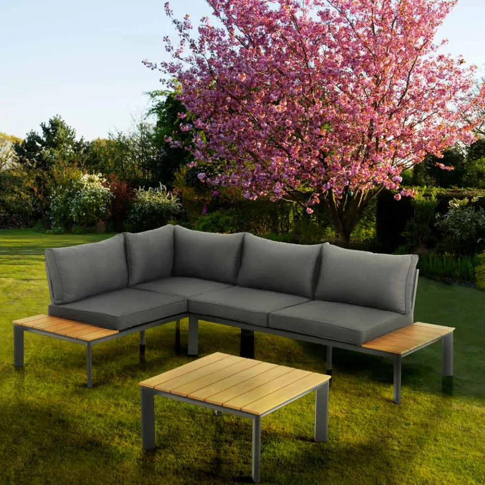 In Chaiselongue umwandelbares Sofa mit verstellbarer Rückenlehne und Couchtisch - Finir