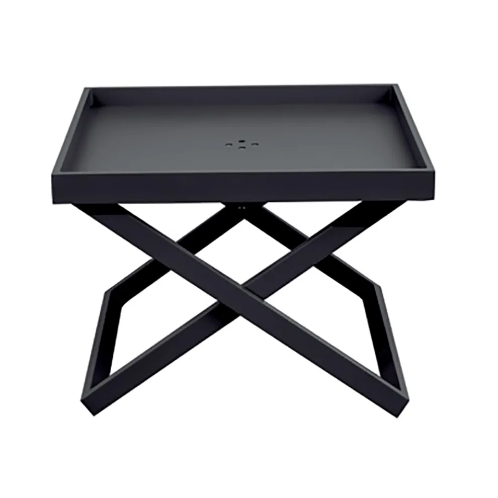 Quadratischer Outdoor-Couchtisch aus Aluminium mit abnehmbarem Tablett - Vander