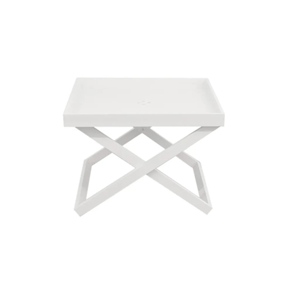 Quadratischer Outdoor-Couchtisch aus Aluminium mit abnehmbarem Tablett - Vander