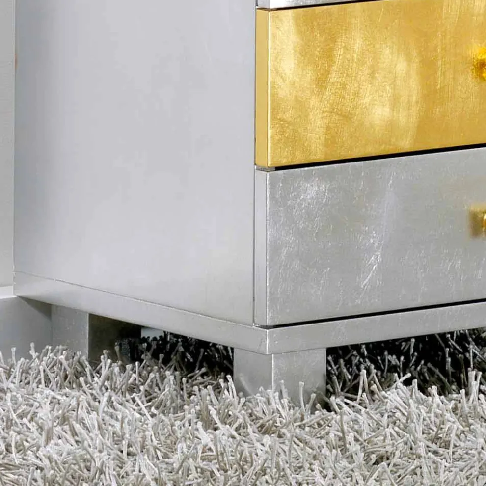 Kommode Silber im Scandinavian Style mit 4 Schubladen Gold und Silber Etty