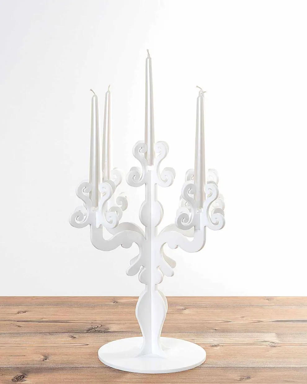 Hoher Kerzenhalter im Renaissance-Design, 5 Arme, aus Plexiglas, Aragona