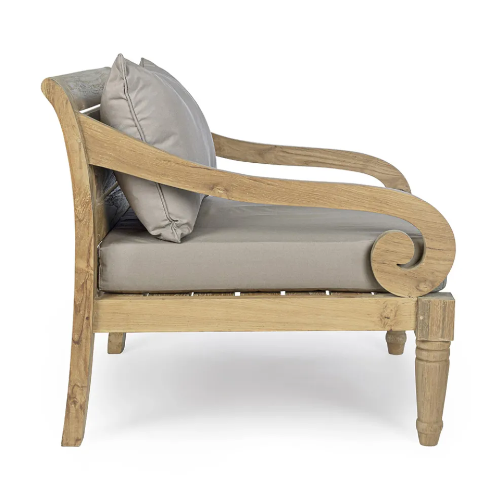 Outdoor-Sessel aus Teakholz mit Stoffkissen, Homemotion - Tatyana