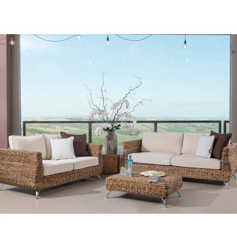 Gartenlounge in Bananengeflecht mit Kissen - Legolas