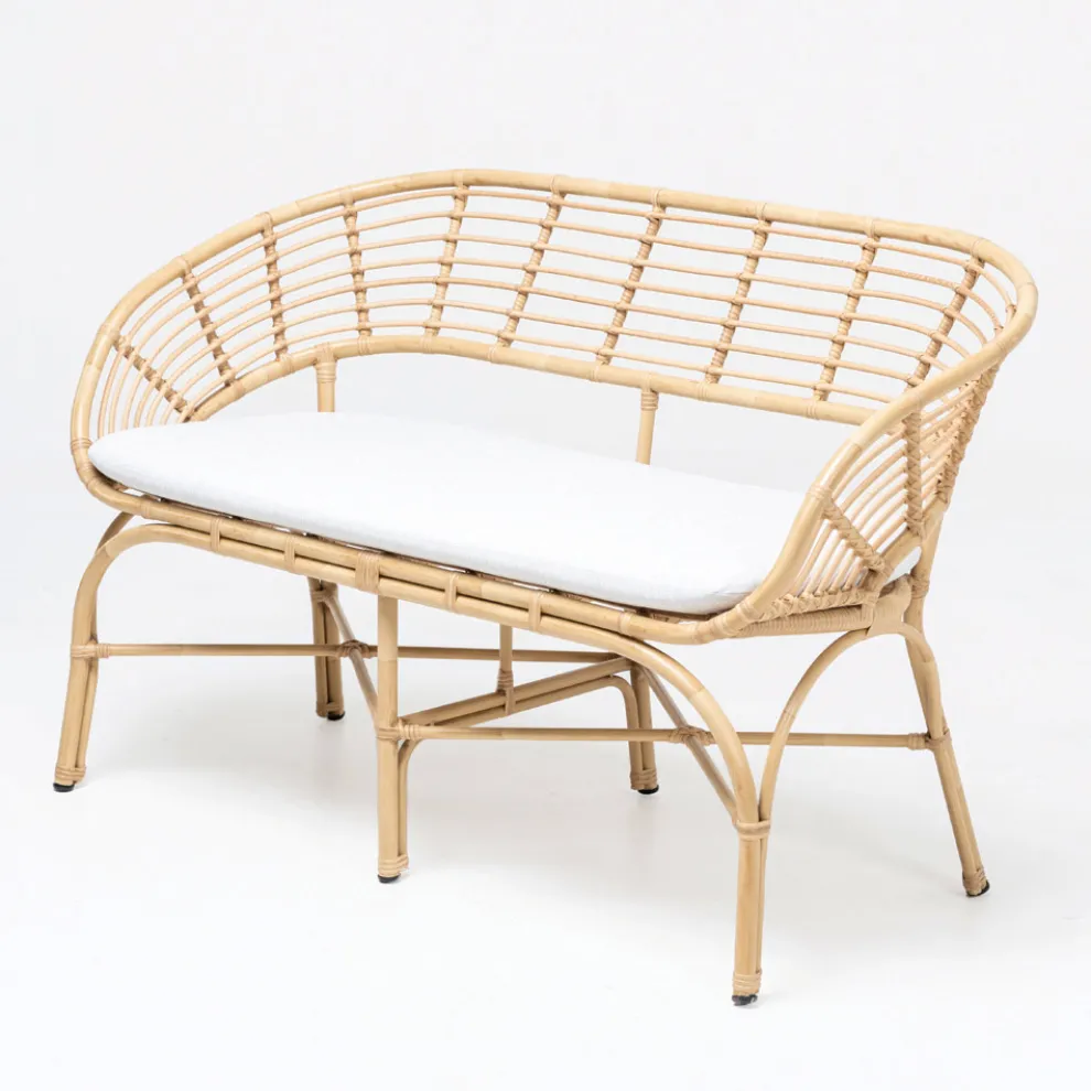 Gartensofa aus Aluminium- und Polyrattan-Geflecht und Kissen - Ellide