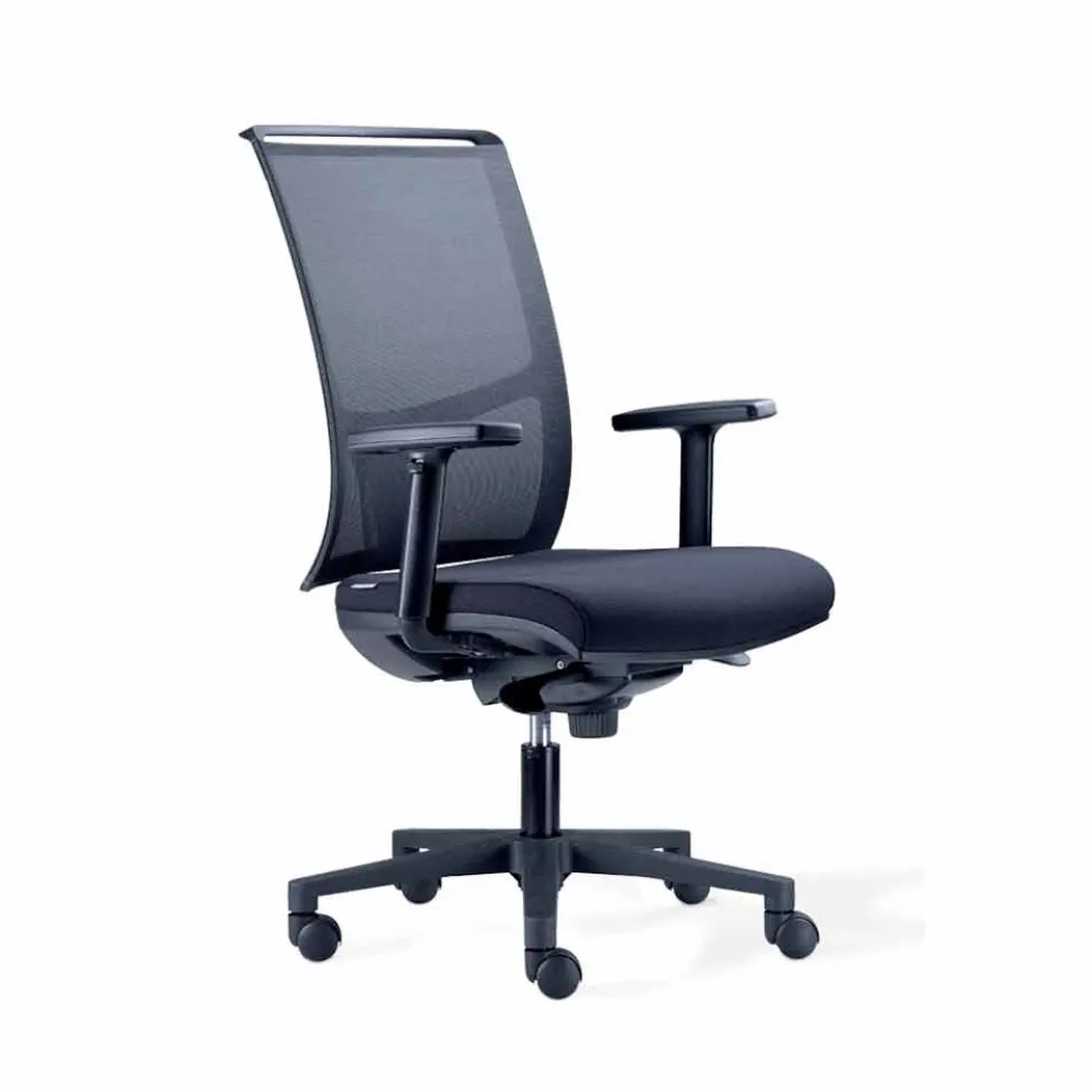 Semidirektionaler Bürostuhl aus Tecnorete und schwarzem Stoff - Vespasiano