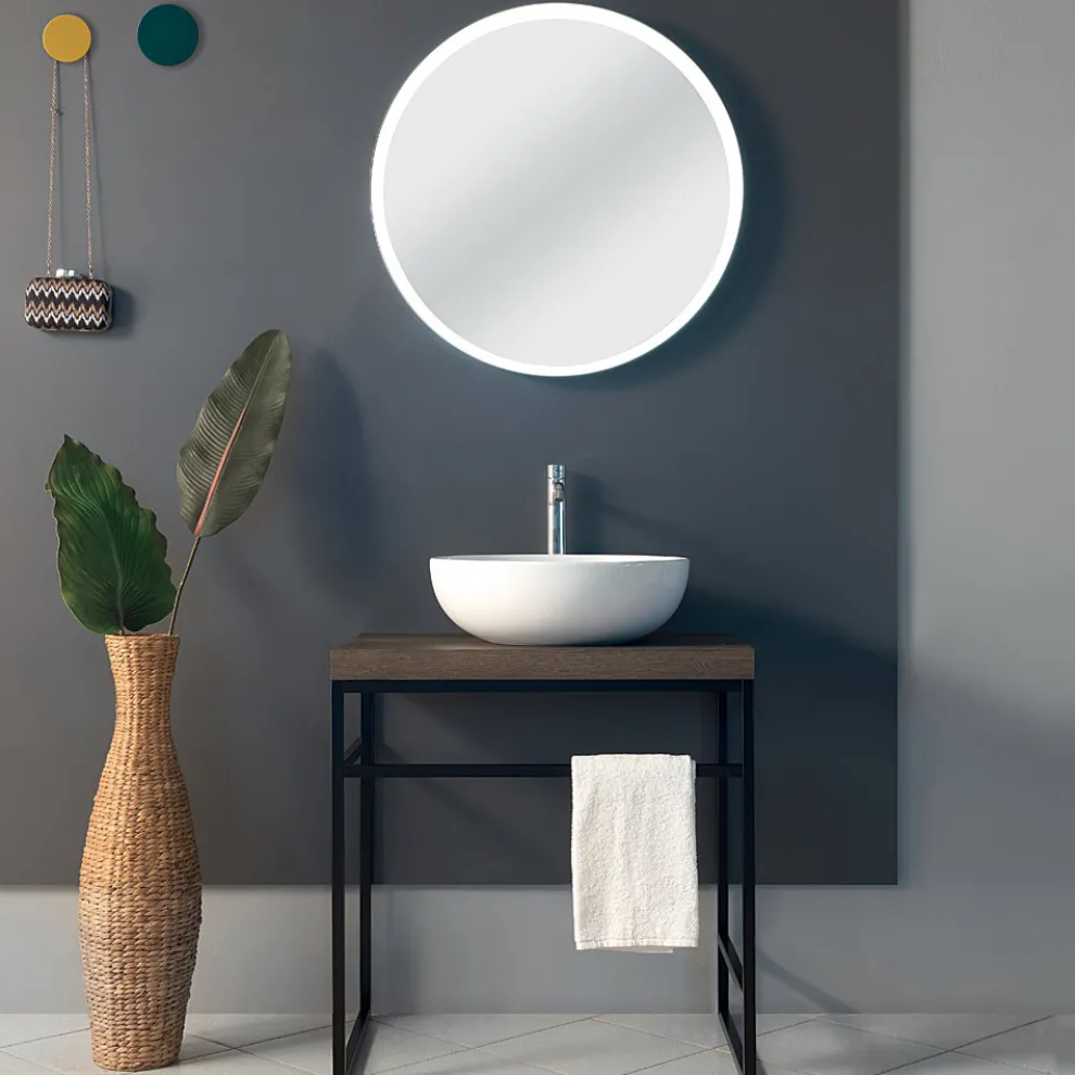 Zusammensetzung 3 Badezimmermöbel aus Metall, Holz und Keramik Made in Italy - Cizco