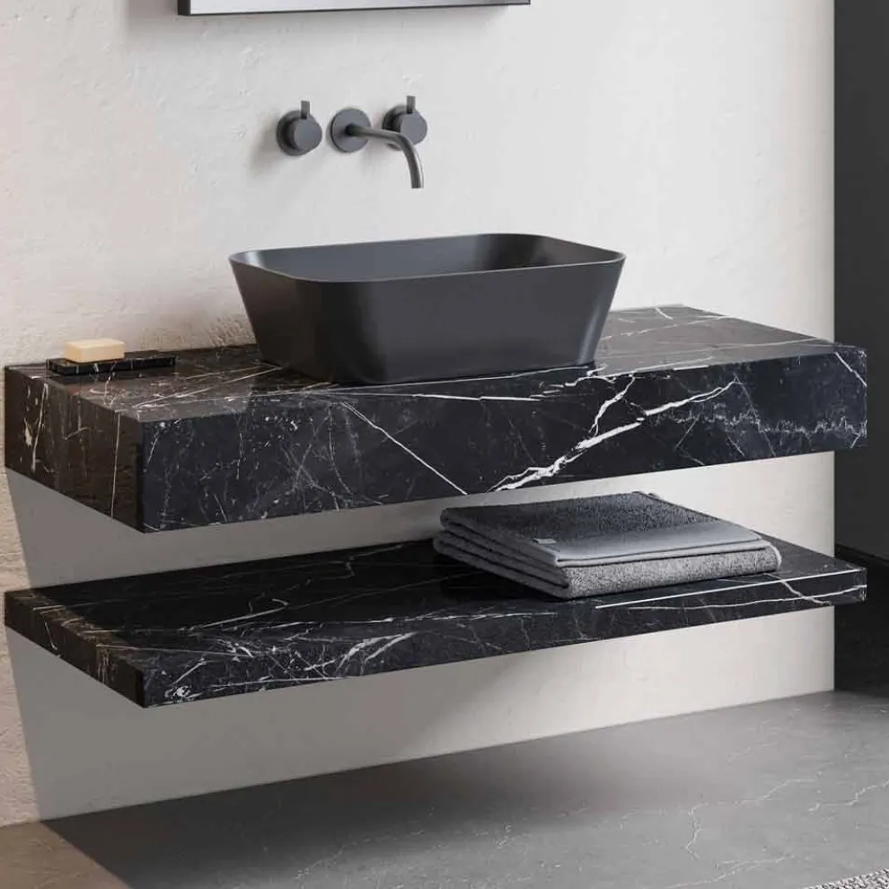 Zusammensetzung 3 Badezimmermöbel aus Steinzeug und Luxus Waschbecken Vetrochina - Ramentina