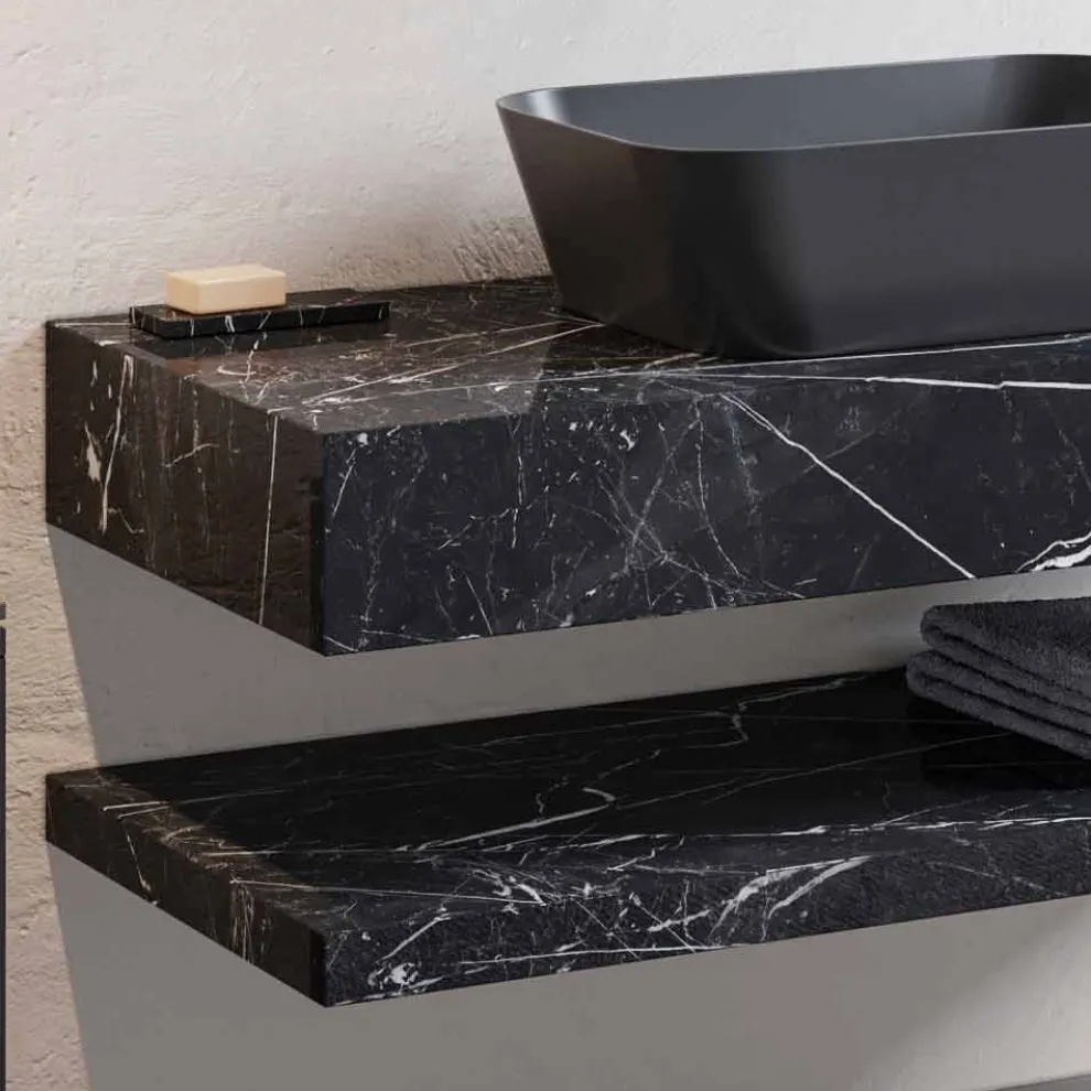 Zusammensetzung 3 Badezimmermöbel aus Steinzeug und Luxus Waschbecken Vetrochina - Ramentina