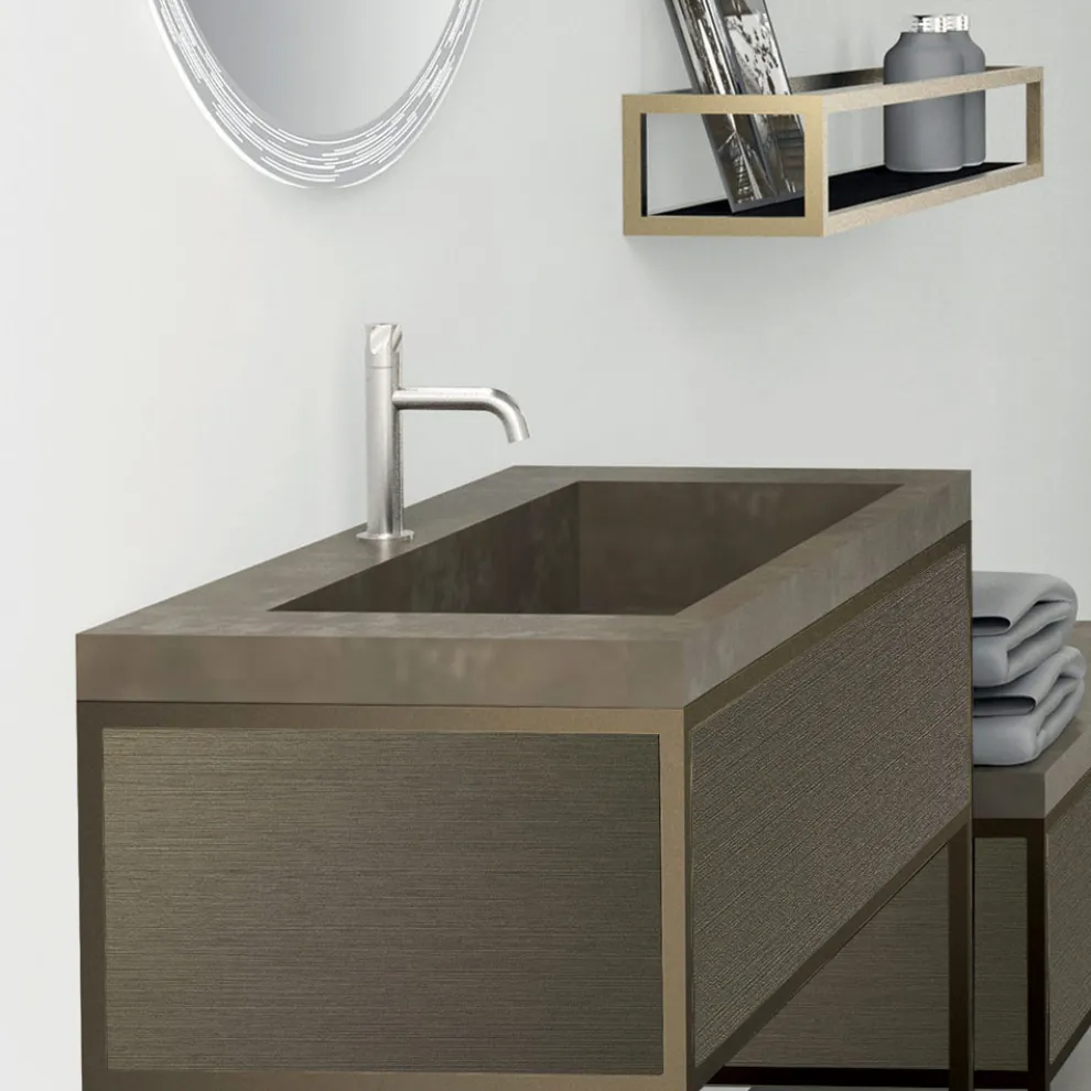 Zusammensetzung 5 freistehende Badezimmermöbel aus Metall, Ecolegno und Luxussteinzeug - Cizco