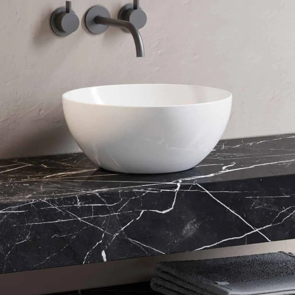 Zusammensetzung 3 Hängende Badezimmermöbel aus Feinsteinzeug Made in Italy - Ramina