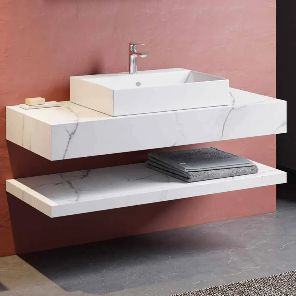 Zusammensetzung 3 Hängende Badezimmermöbel aus hochwertigem Feinsteinzeug - Rambina