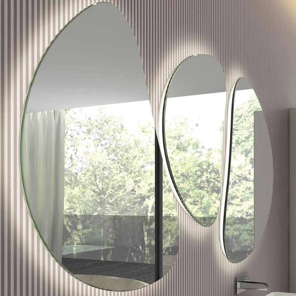 Zusammensetzung 3 Wandspiegel mit LED-Beleuchtung Made in Italy - Fagiolao