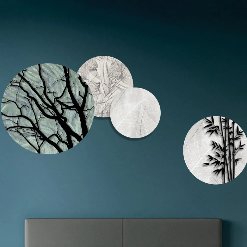 Zusammensetzung aus 4 runden Paneelen, hergestellt mit Laser, hergestellt in Italien – Maeko