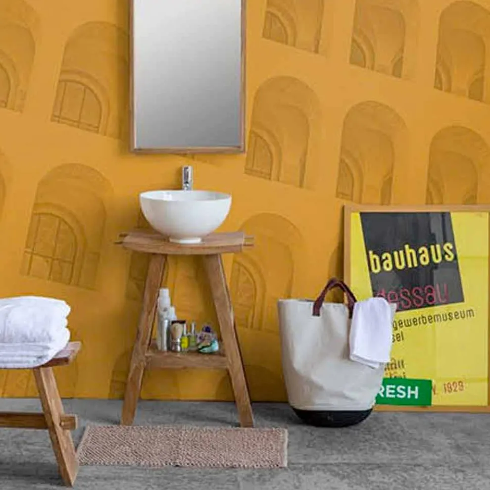 Zusammensetzung von Badmöbeln aus massivem Teakholz von modernem Design - Azina