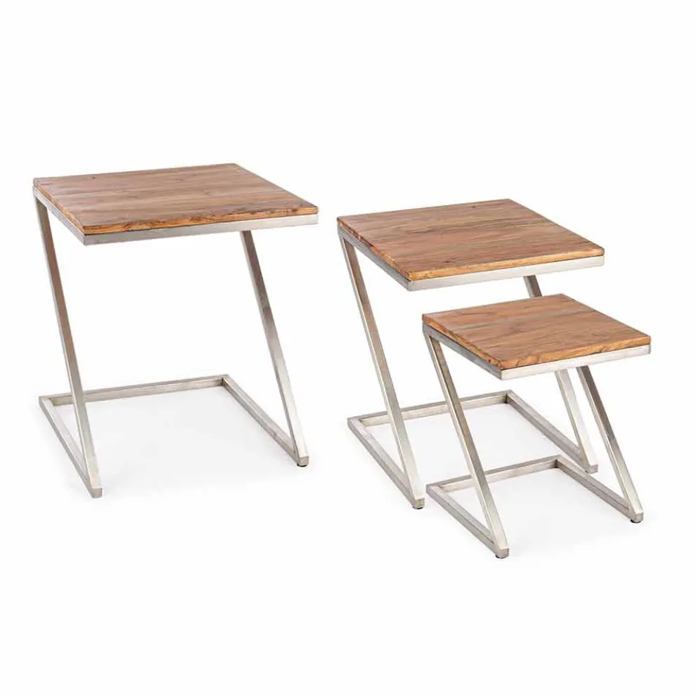 Zusammensetzung von 3 Homemotion Square Holz Couchtische - Fonzi