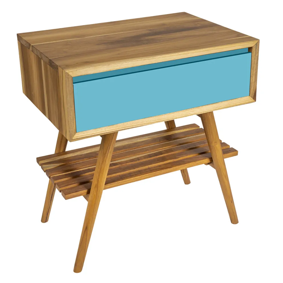 Zusammensetzung von Badezimmermöbeln einschließlich Zubehör mit blauen Details - Carolie