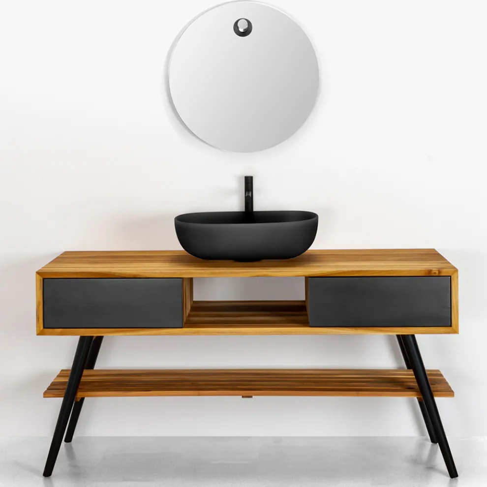 Zusammensetzung von Badezimmermöbeln im Erdgeschoss, einschließlich Zubehör und Waschbecken - Georges