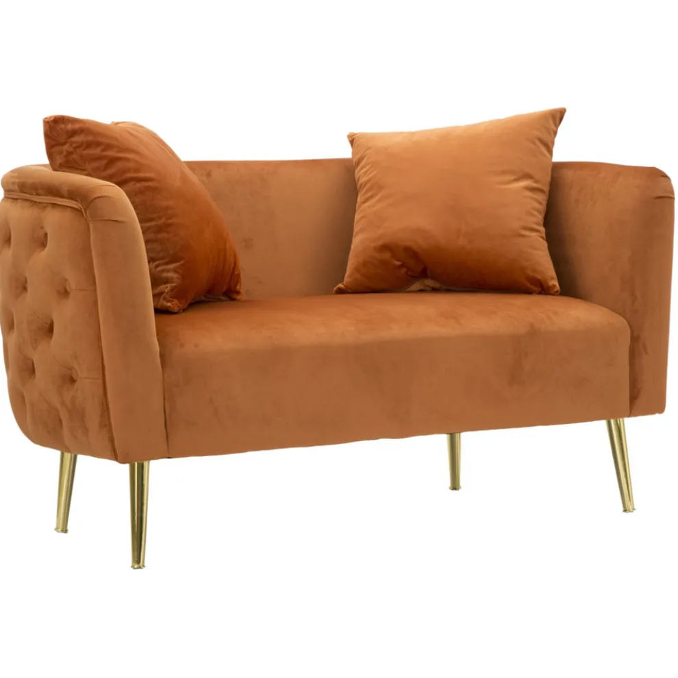 Zweisitzer-Sofa in Designer-Samt, Holz- und Eisenstruktur - Renita