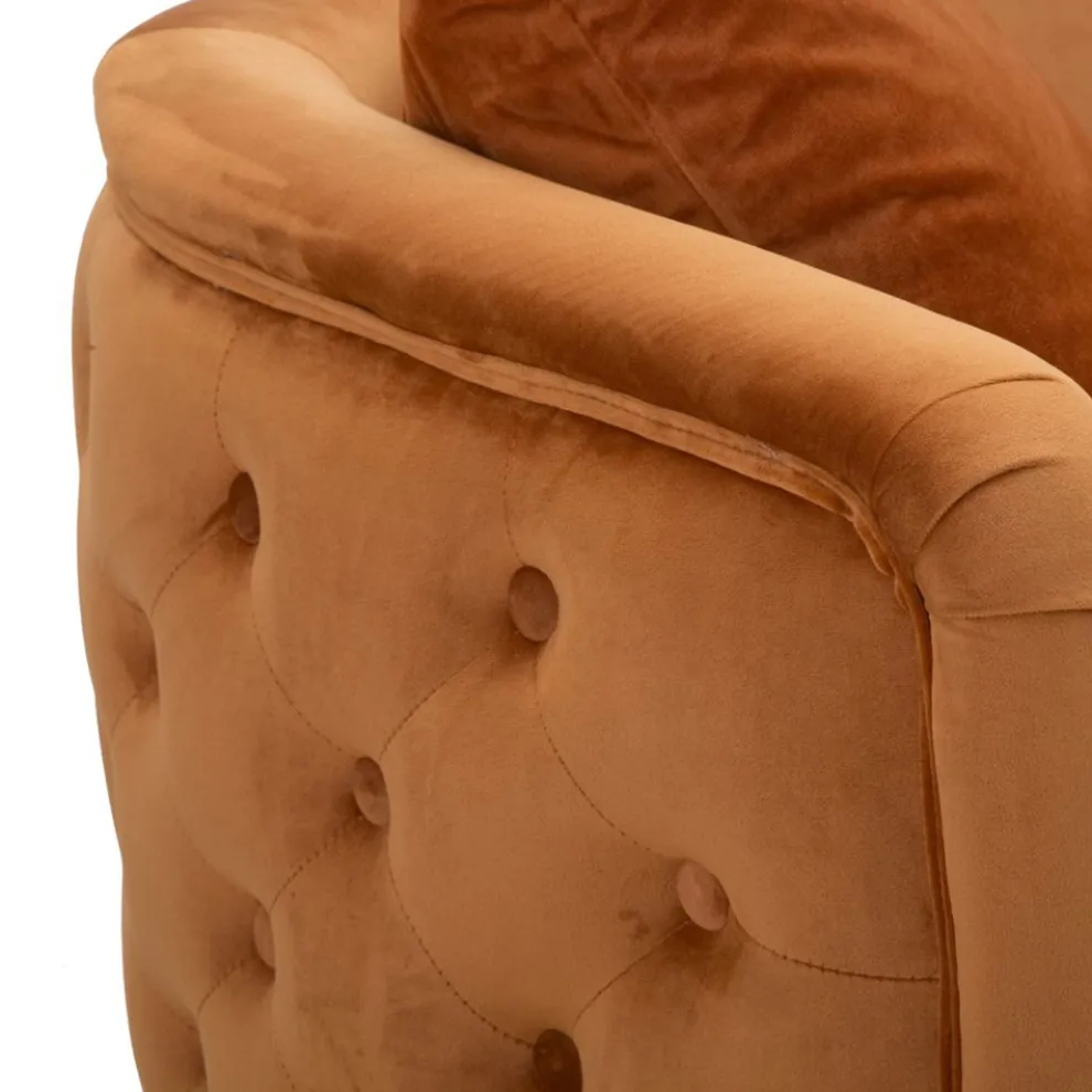 Zweisitzer-Sofa in Designer-Samt, Holz- und Eisenstruktur - Renita