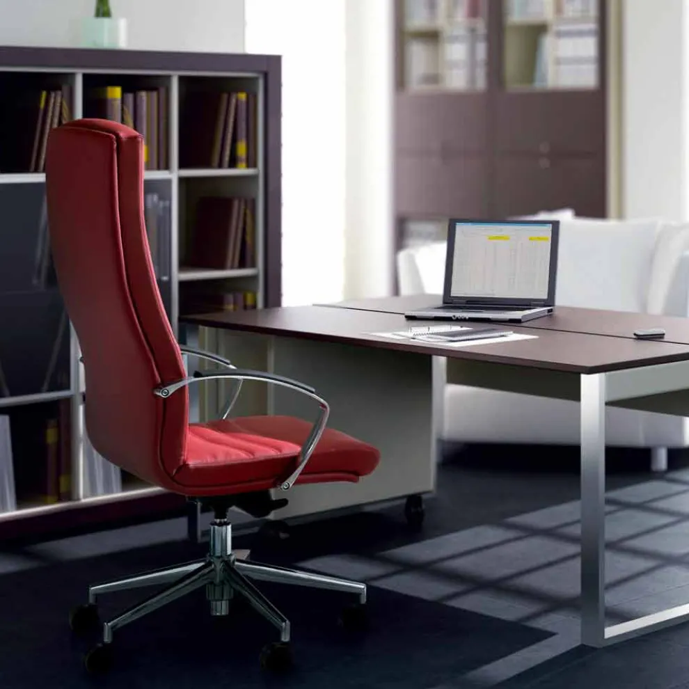 Bürostuhl aus Buchenholz und Leder Debora